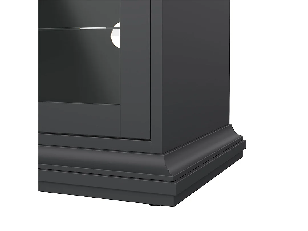 Venedig TV-meubel 2 glazen deuren en 1 glazen legger mat grijs.