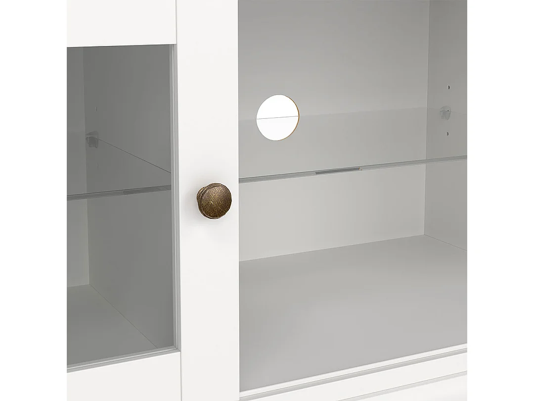 Venedig TV Tisch 2 Glastüren und 1 Glasboden weiß.