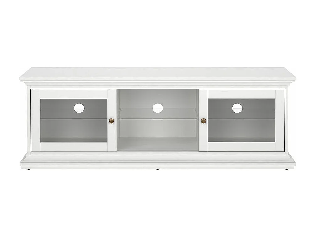 Venedig TV Tisch 2 Glastüren und 1 Glasboden weiß.