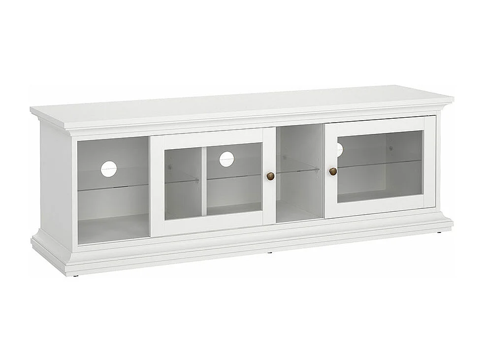 Venedig TV Tisch 2 Glastüren und 1 Glasboden weiß.