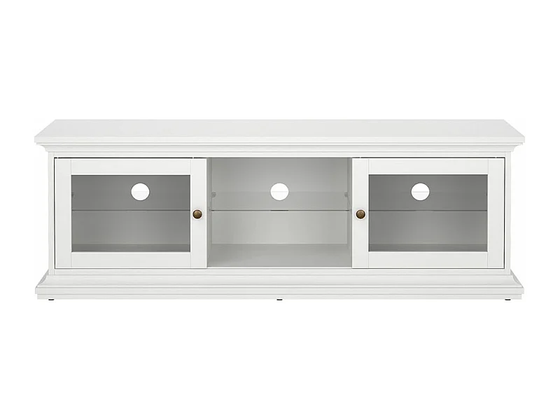 Venedig TV Tisch 2 Glastüren und 1 Glasboden weiß.
