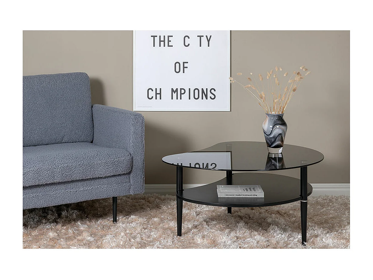 Egg Couchtisch 1 Regal schwarz.