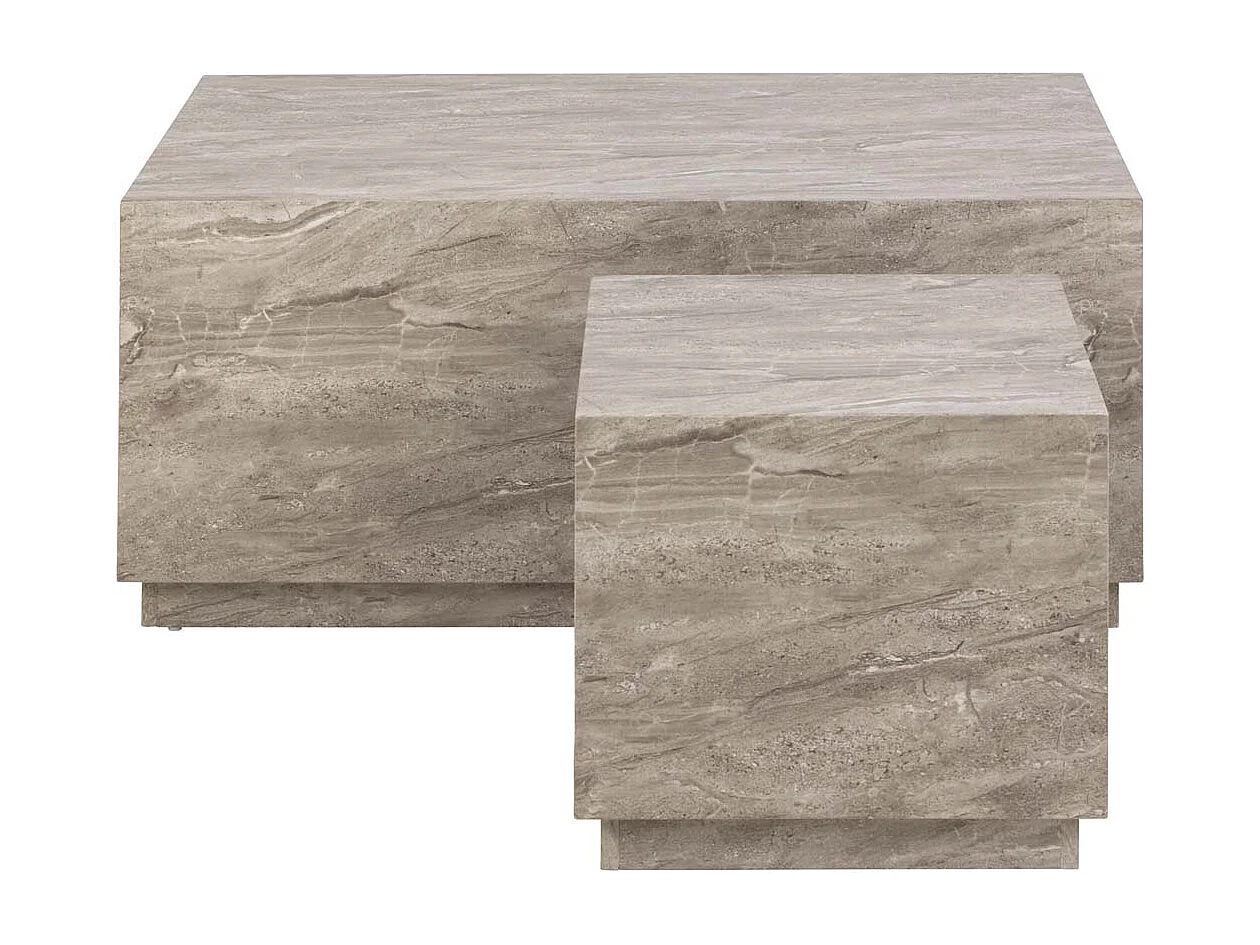 Dice table basse lot de 2 pièces. marbre gris.
