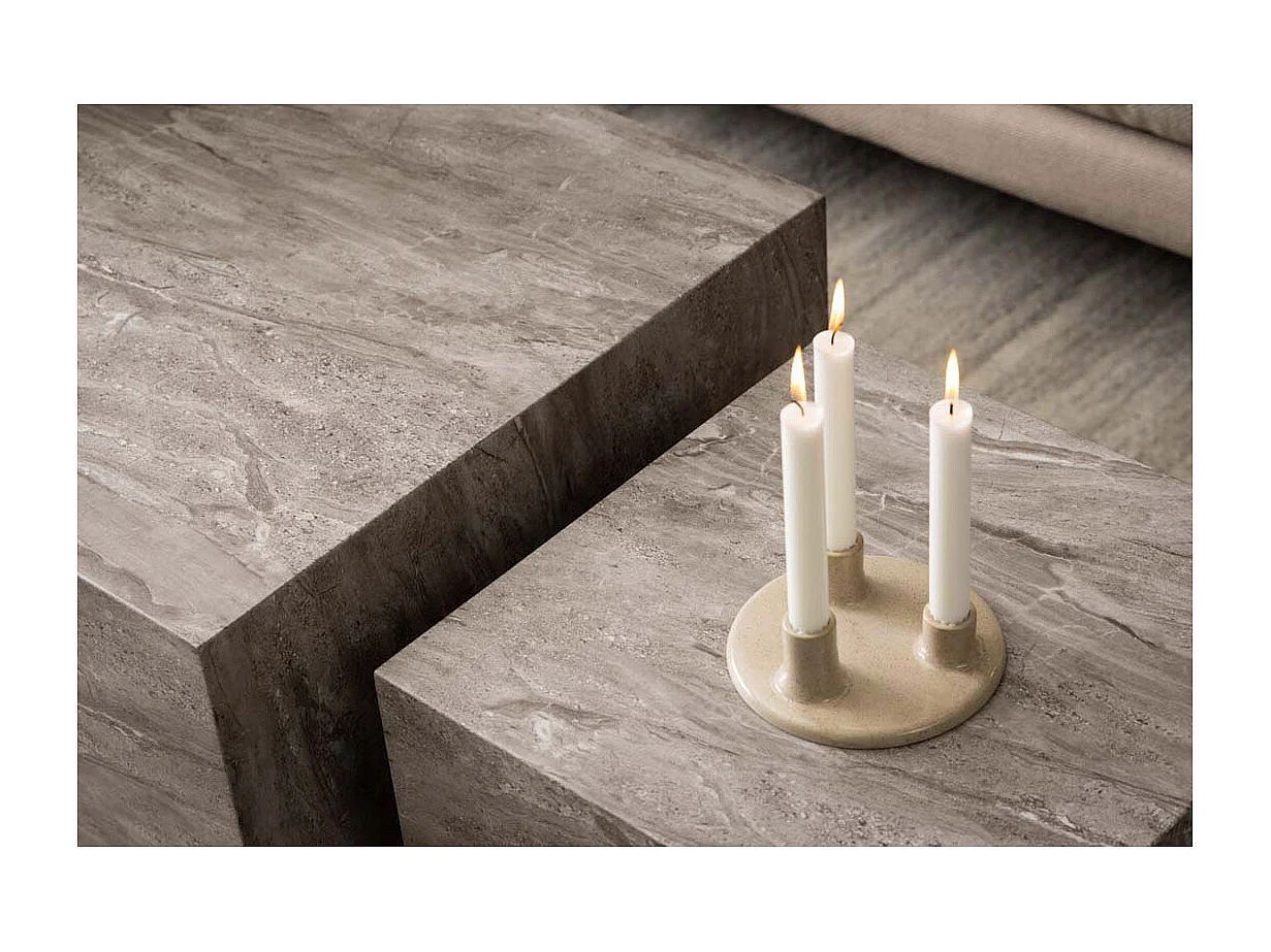 Dice table basse lot de 2 pièces. marbre gris.