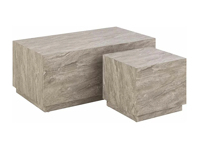 Dice table basse lot de 2 pièces. marbre gris.