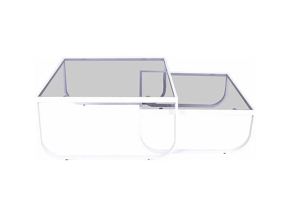 Lot de 2 Tables Basses en Verre "Rocker" 80cm Blanc