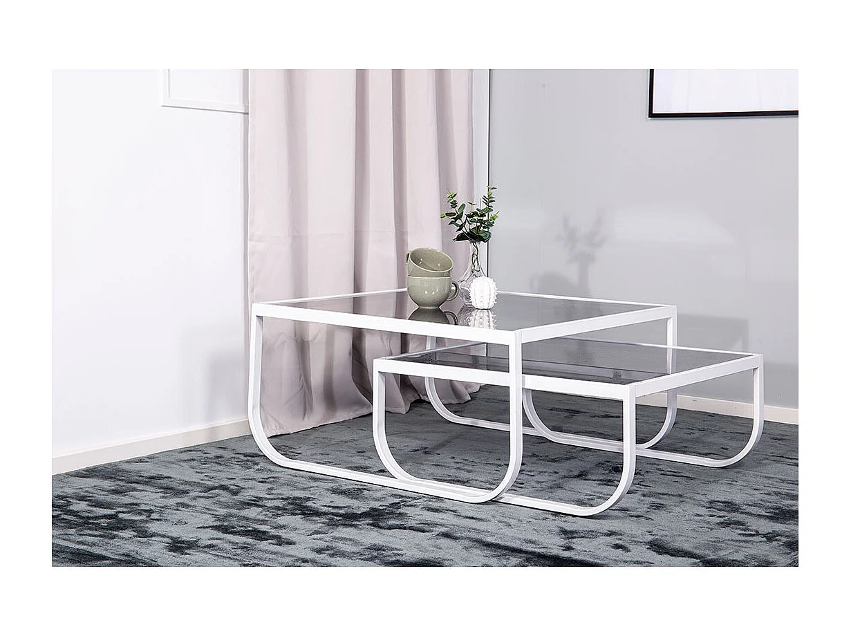 Rocker table basse ensemble de 2 blanc.