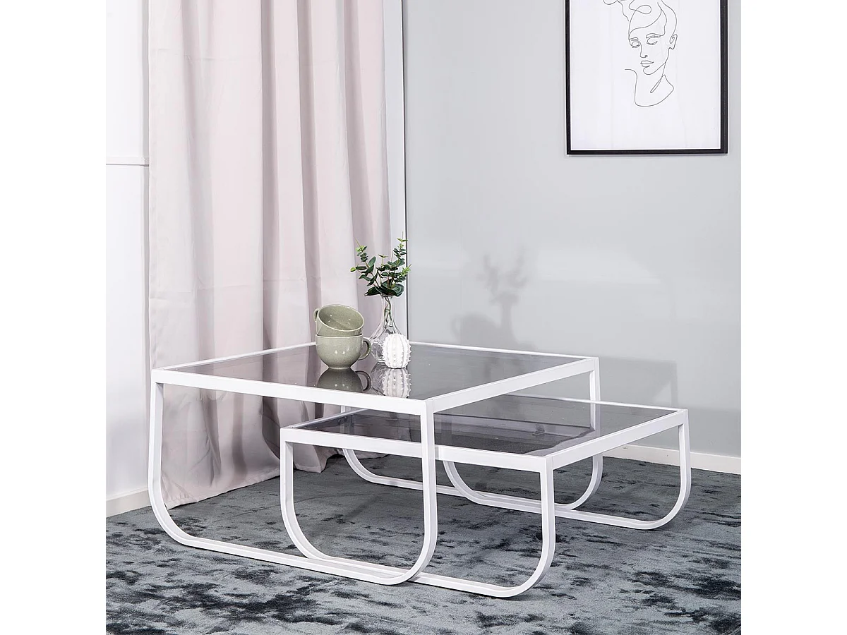 Rocker Couchtisch Set mit 2 weiß.