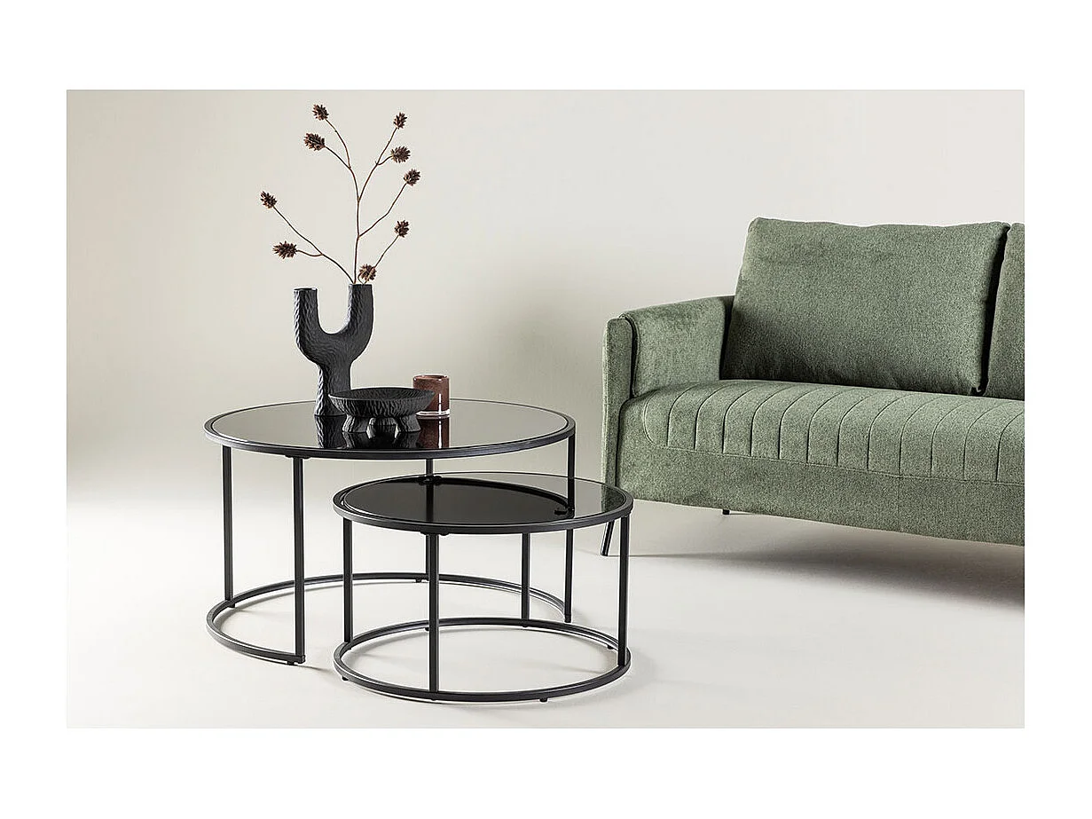 Lot de 2 Tables Basses Gigognes "Twin" 79cm Noir