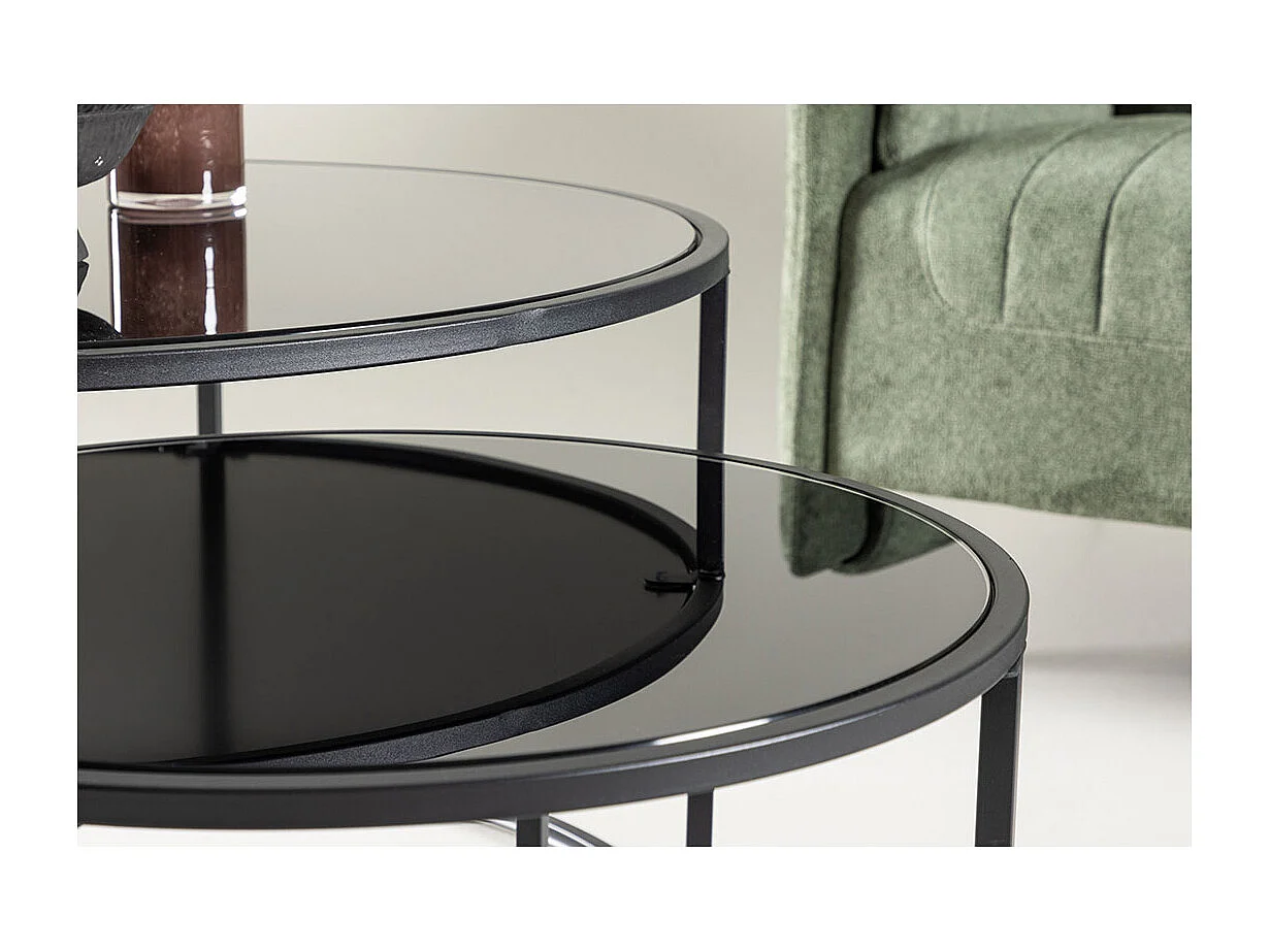 Lot de 2 Tables Basses Gigognes "Twin" 79cm Noir
