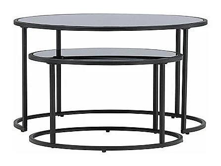Lot de 2 Tables Basses Gigognes "Twin" 79cm Noir