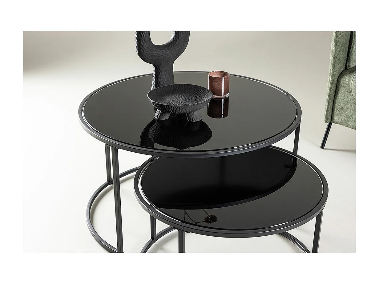 Lot de 2 Tables Basses Gigognes "Twin" 79cm Noir
