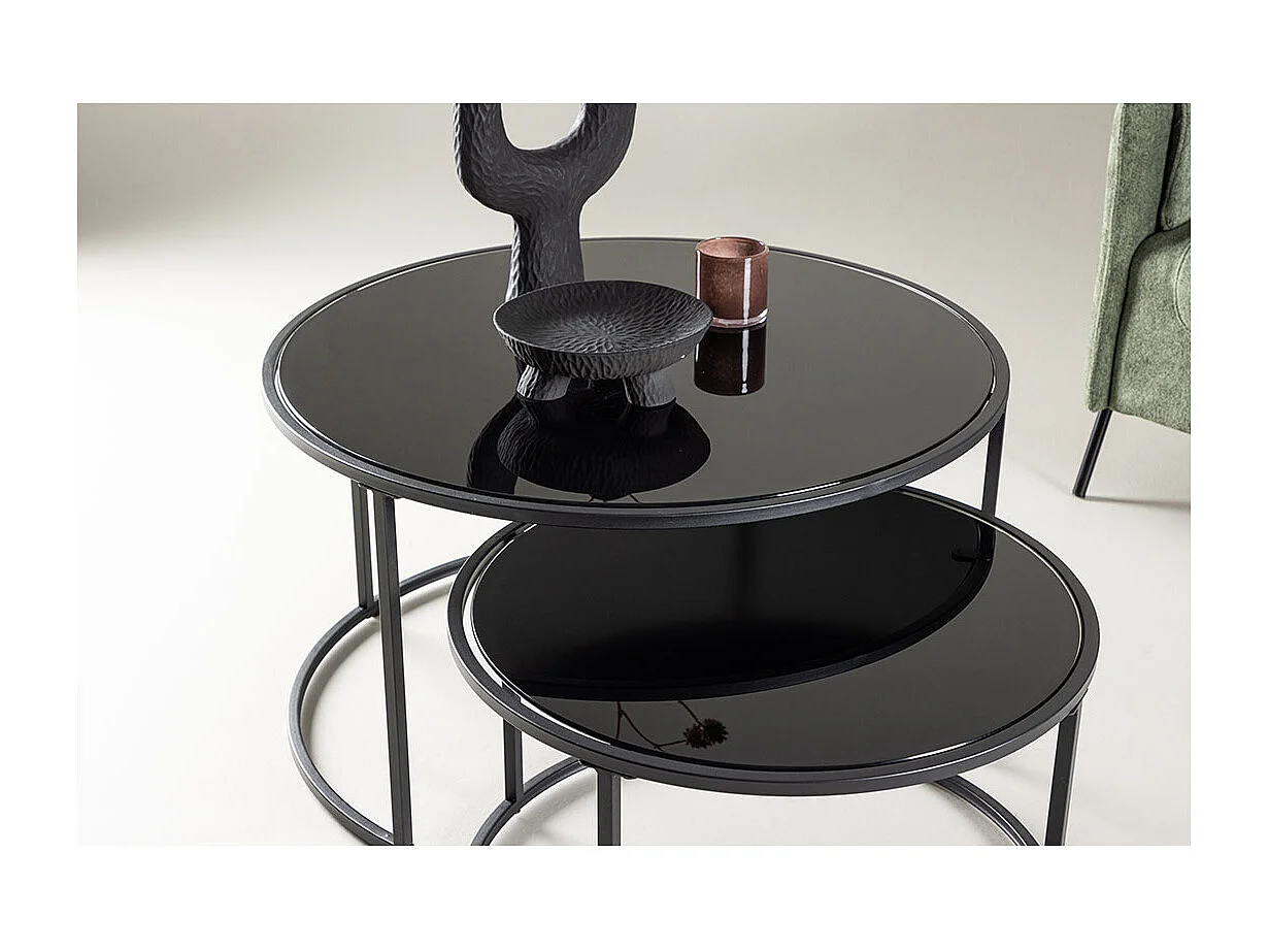 Twin table basse ensemble de 2 noir.