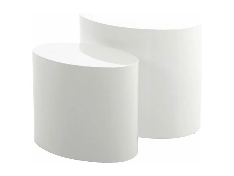 Mica Table d'angle 2 pièces, blanc brillant.