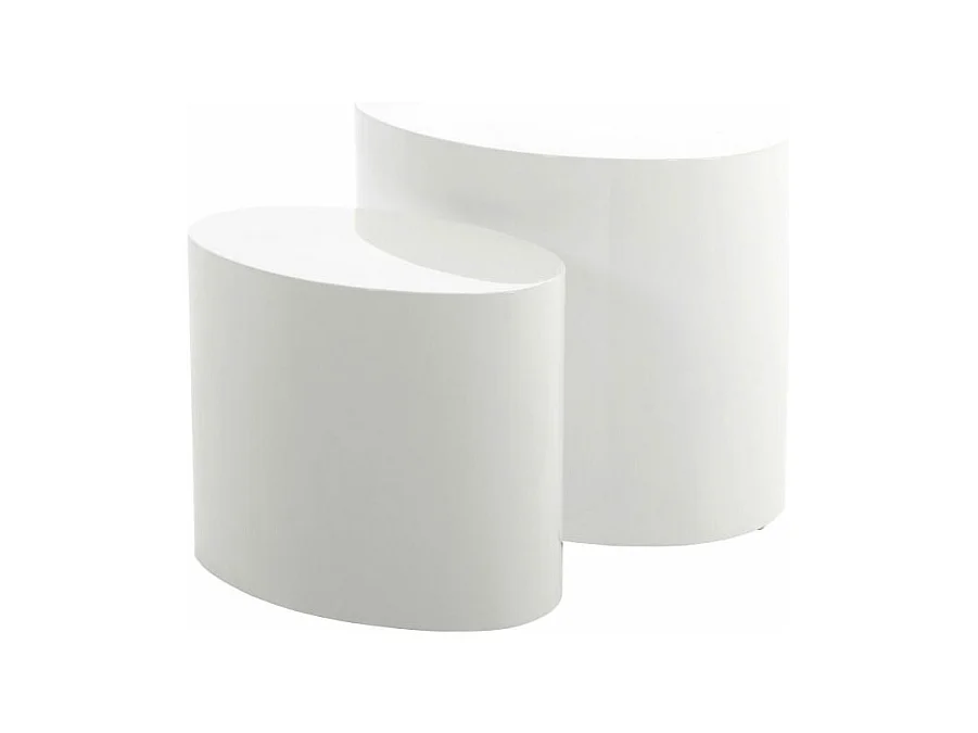 Mica Table d'angle 2 pièces, blanc brillant.