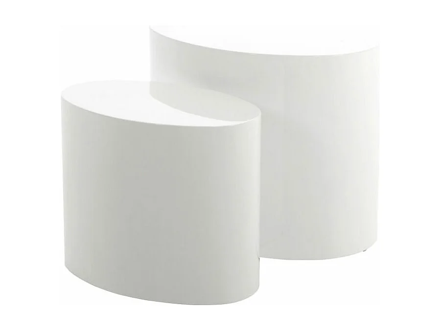 Mica Table d'angle 2 pièces, blanc brillant.