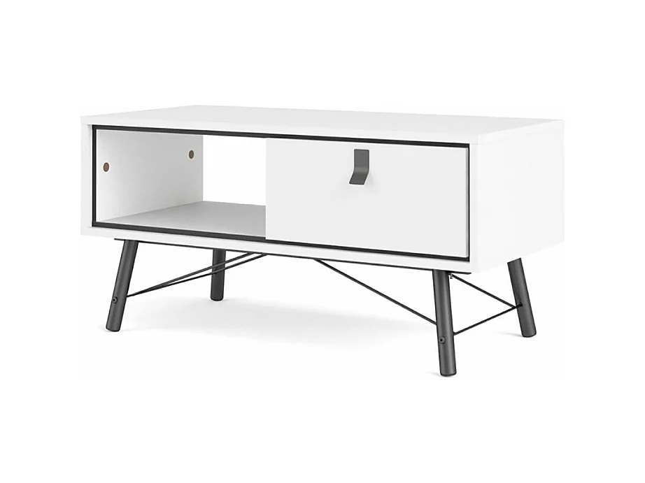 Rye Table basse avec 1 tiroir, blanc mat.
