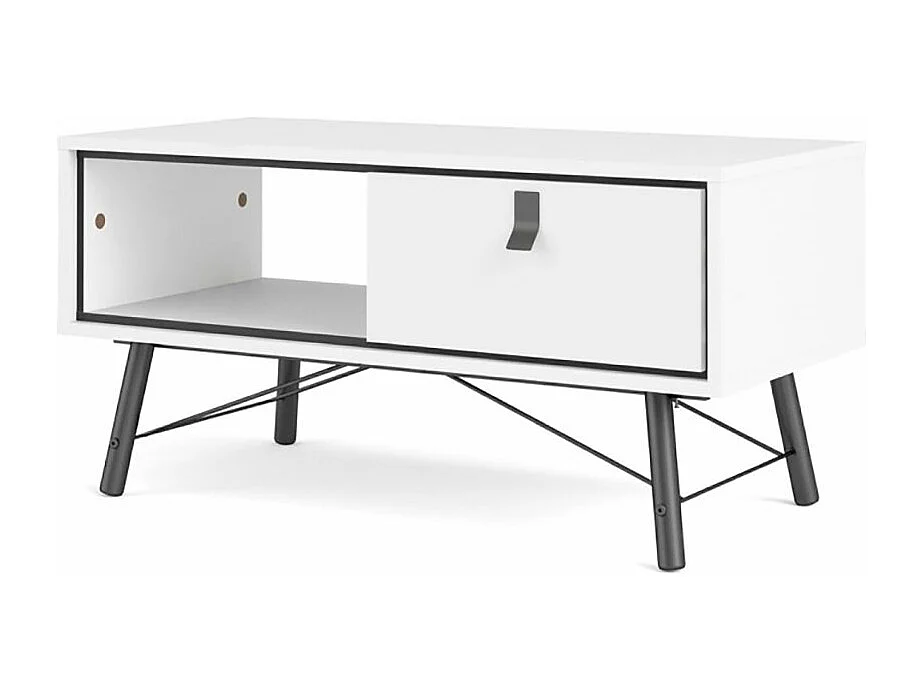 Rye Table basse avec 1 tiroir, blanc mat.