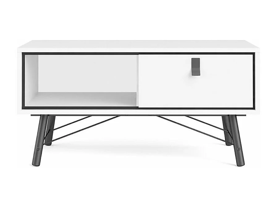 Rye Table basse avec 1 tiroir, blanc mat.