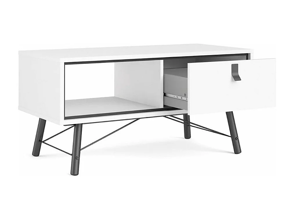 Rye Table basse avec 1 tiroir, blanc mat.