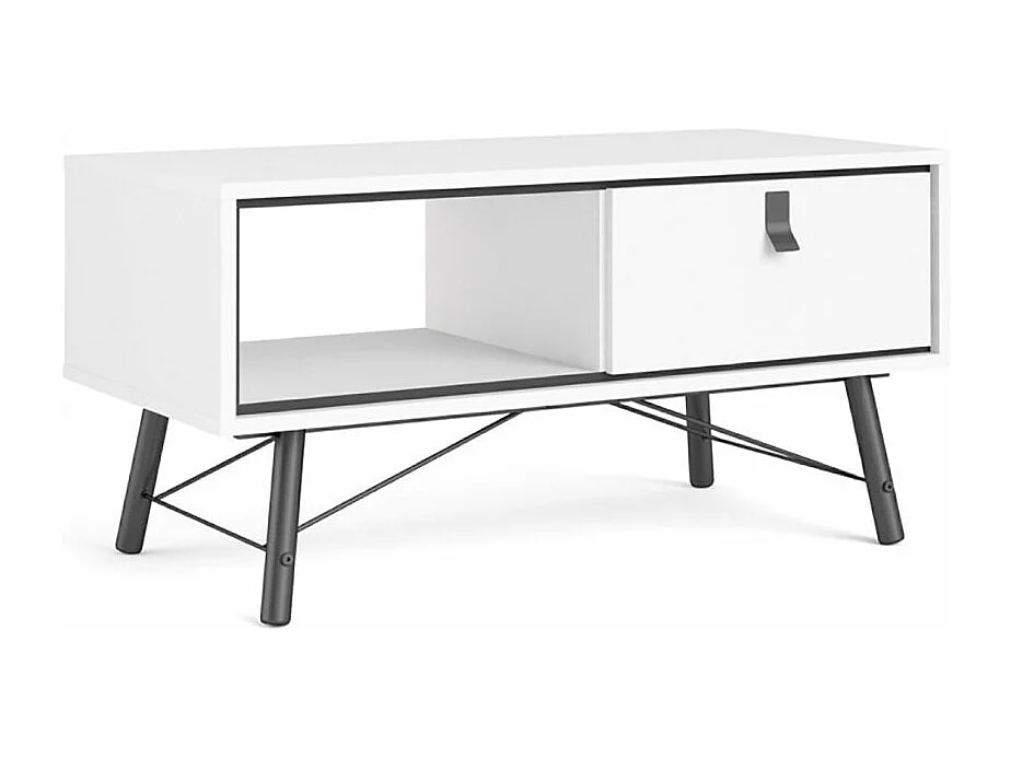 Rye Table basse avec 1 tiroir, blanc mat.