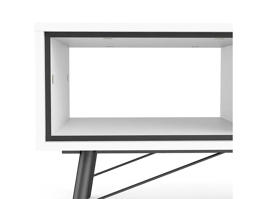 Rye Table basse avec 1 tiroir, blanc mat.