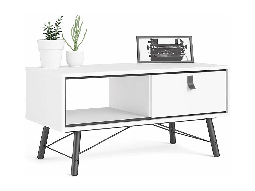 Rye Table basse avec 1 tiroir, blanc mat.