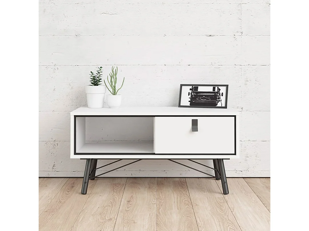 Rye Table basse avec 1 tiroir, blanc mat.