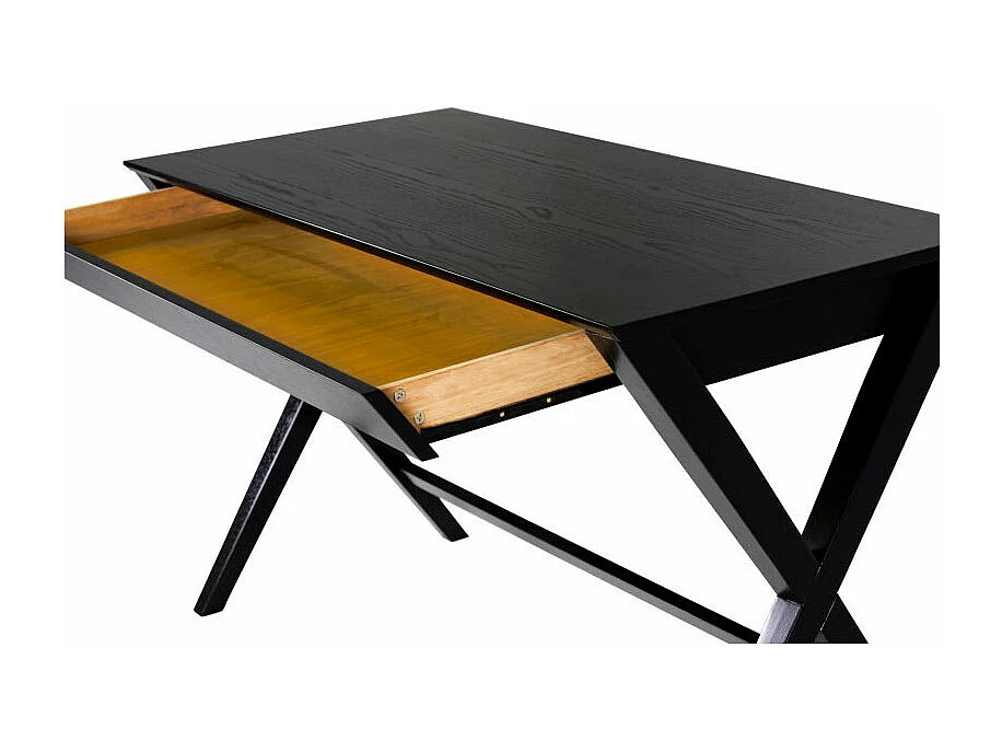 Woop Bureau avec 1 grand tiroir, en plaqué chêne, noir