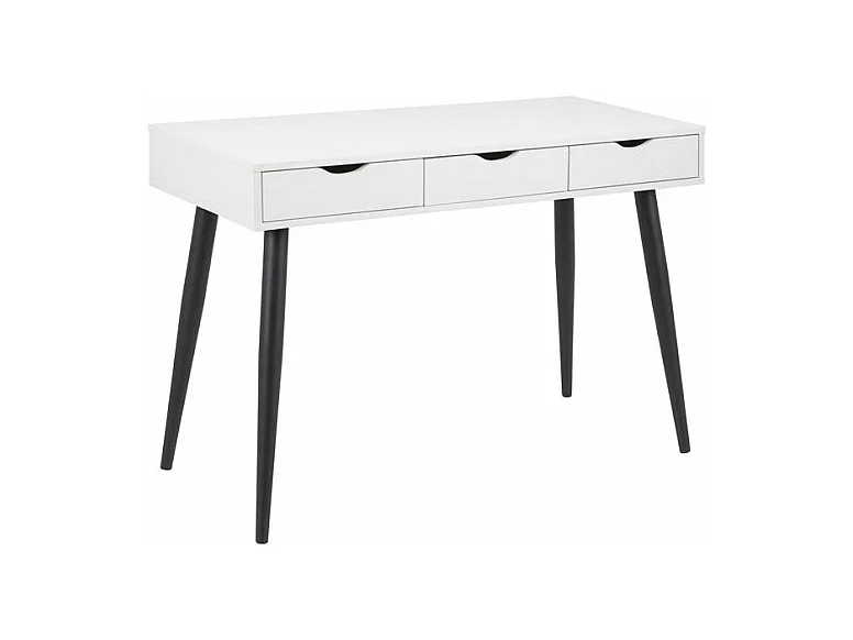 Nete Bureau avec 3 tiroirs, en pieds en métal, blanc, noir.