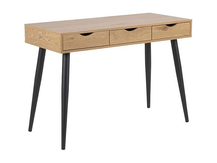 Bureau Avec 3 Tiroirs Et 2 Compartiments De Rangement Ouverts 147 X 100 X 75 3 Cm Mdf Metal Couleur Bois Naturel 98311077
