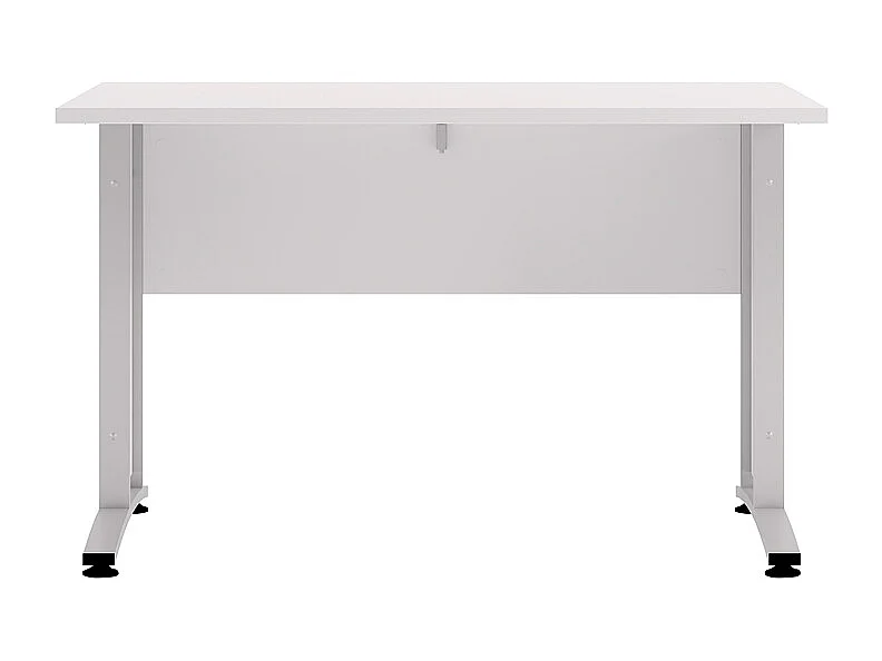 Prisme Bureau, blanc et acier, gris argenté.