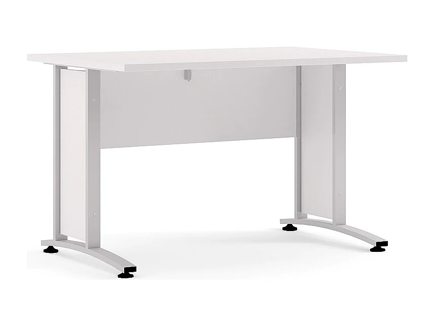 Prisme Bureau, blanc et acier, gris argenté.