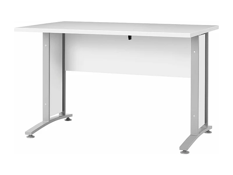 Prisme bureau wit en zilvergrijs staal.