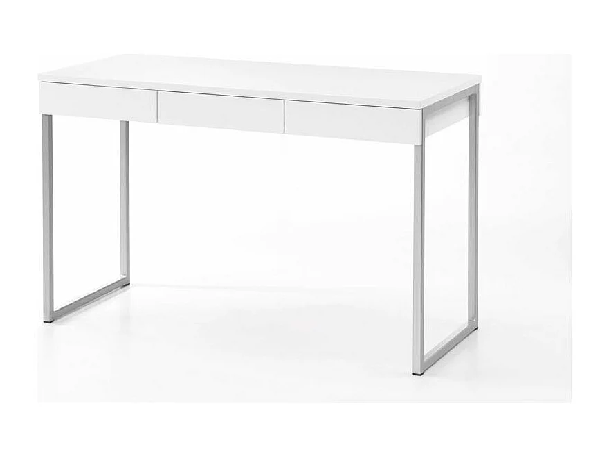 Fula bureau 3 lades wit en staal.