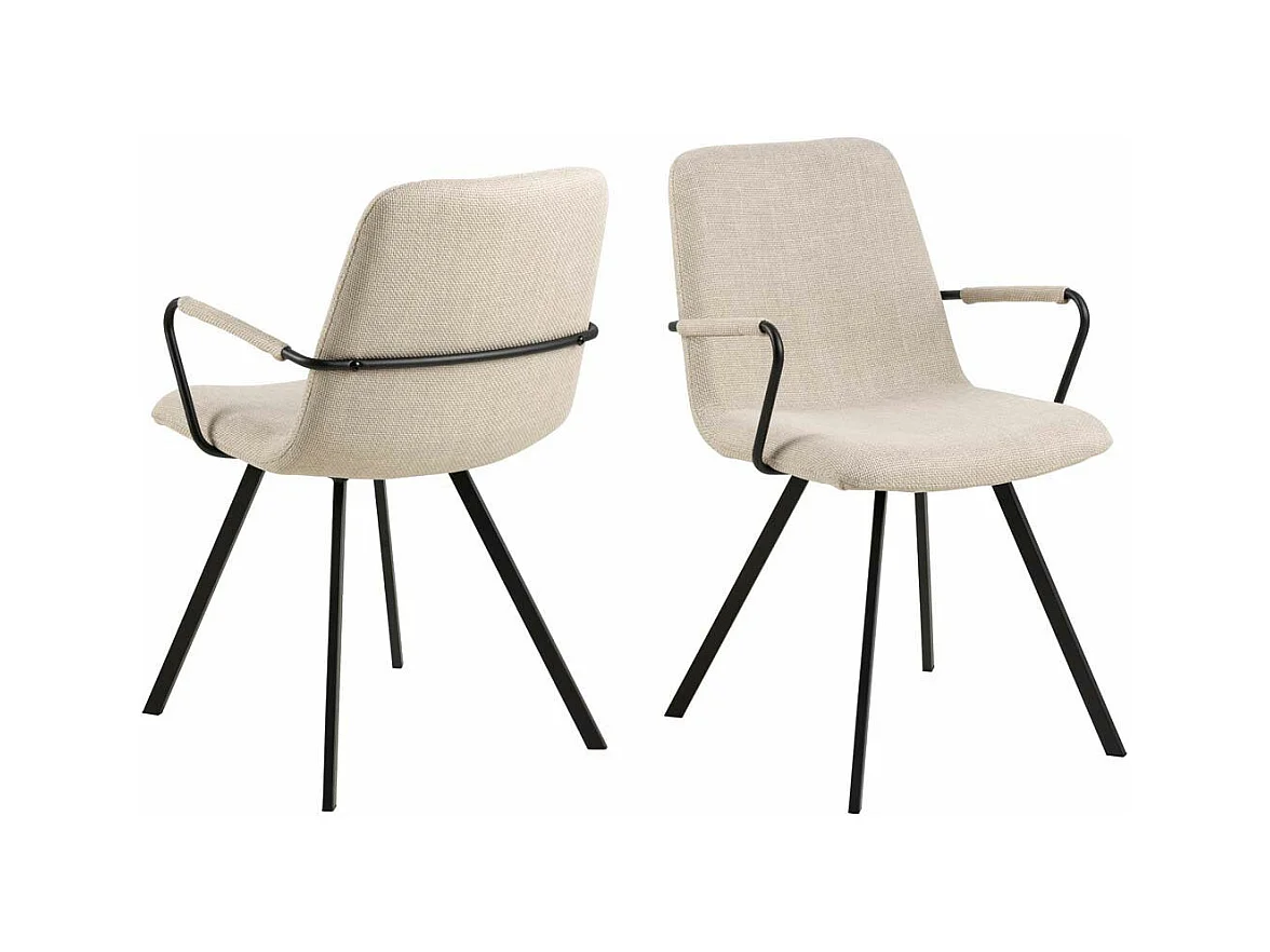 Sedia da pranzo Selina con braccioli beige.