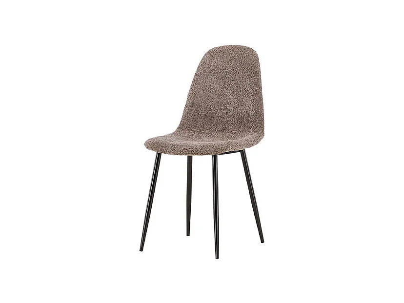 Sedia da pranzo Polar in bouclé grigio.
