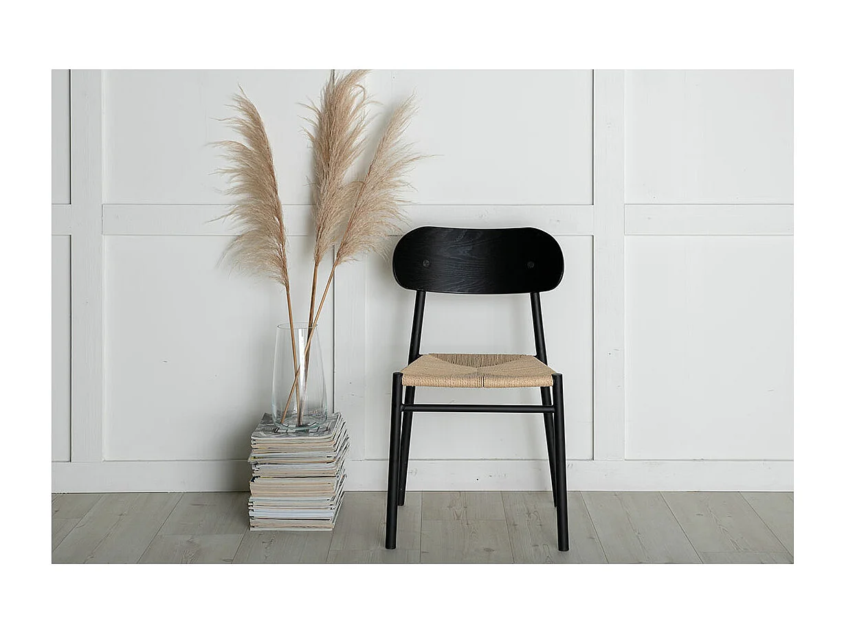 Polly eetkamerstoel zwart, naturel.