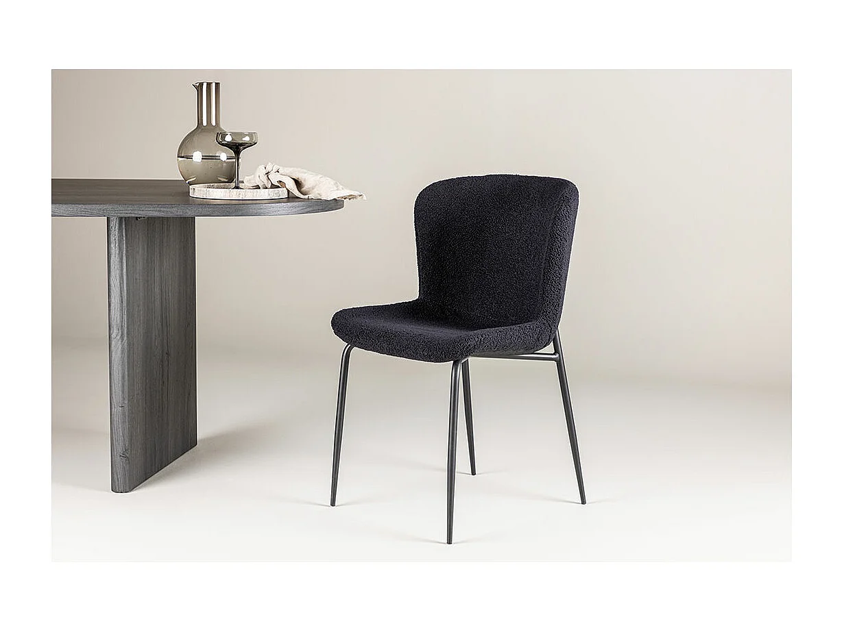 Modesto chaise de salle à manger teddy noir.
