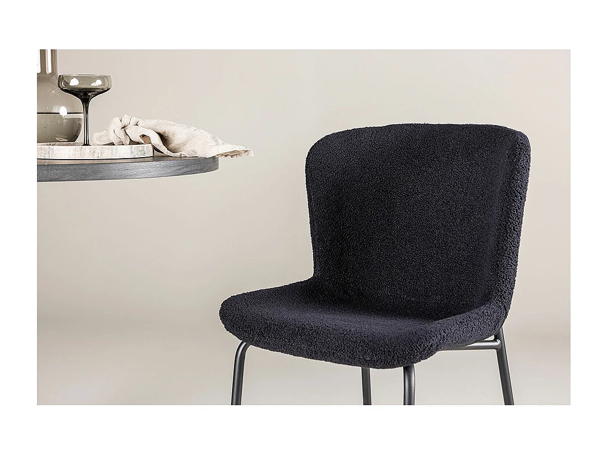 Modesto chaise de salle à manger teddy noir.