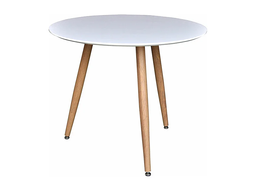 Table à Manger Ronde "Polar" 90cm Blanc & Naturel