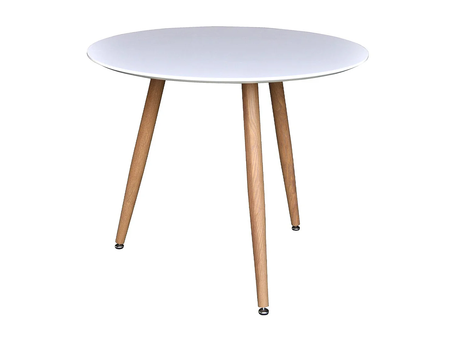 Table à Manger Ronde "Polar" 90cm Blanc & Naturel
