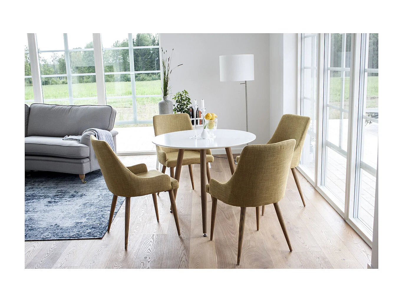 Table à Manger Ronde "Polar" 90cm Blanc & Naturel