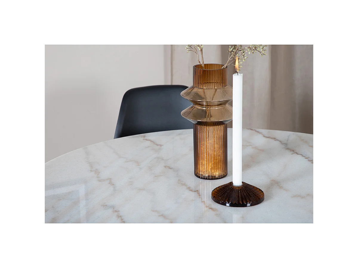 Table à Manger en Marbre "Estelle" 106cm Blanc & Noir