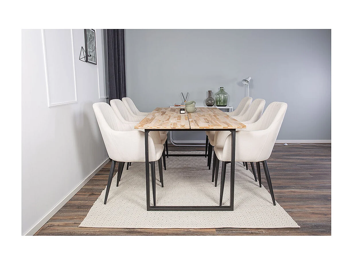 Table à Manger Design "Cirebon" 200cm Naturel & Noir