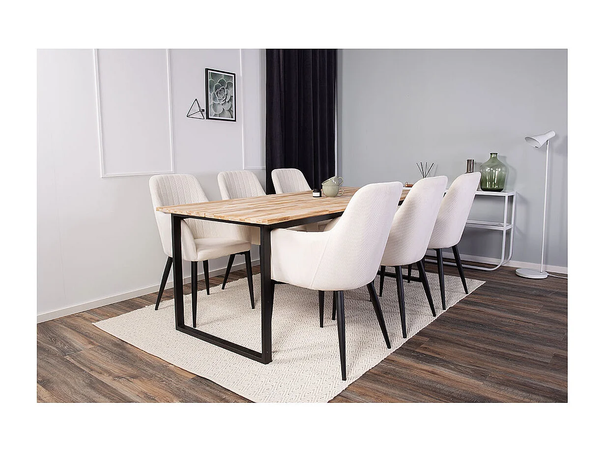 Table à Manger Design "Cirebon" 200cm Naturel & Noir