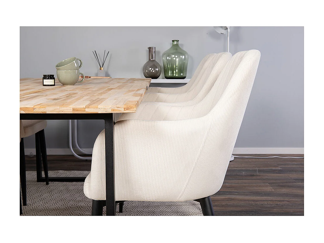 Table à Manger Design "Cirebon" 200cm Naturel & Noir