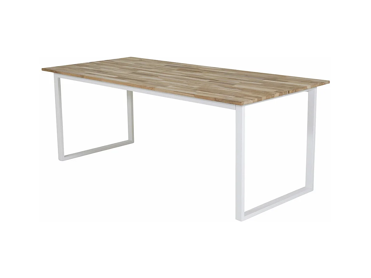 Table à Manger Design "Cirebon" 200cm Naturel & Blanc