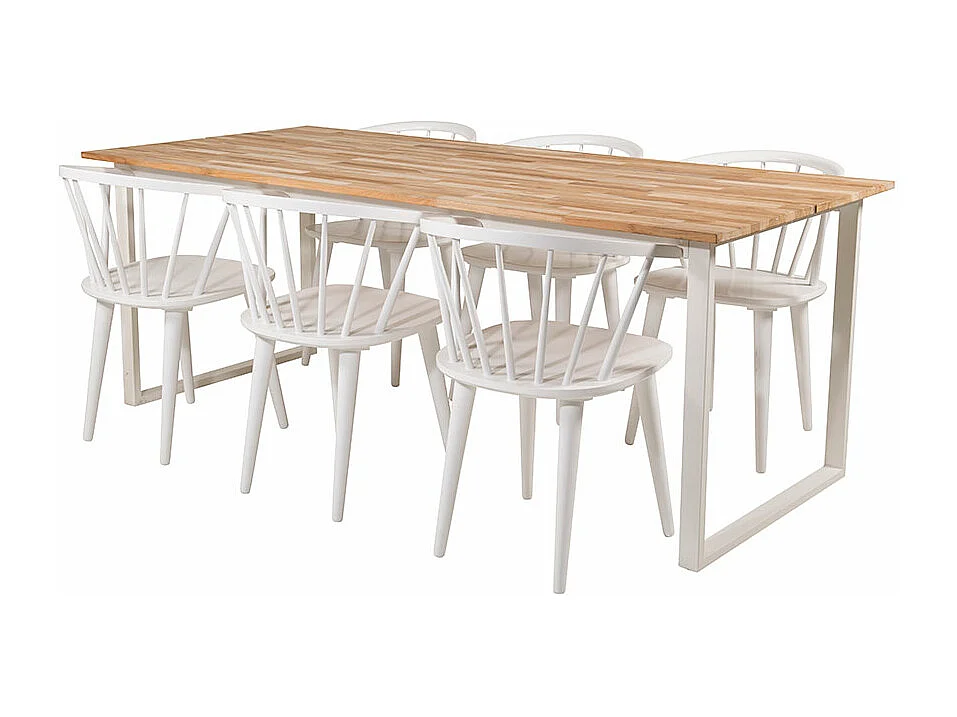 Table à Manger Design "Cirebon" 200cm Naturel & Blanc