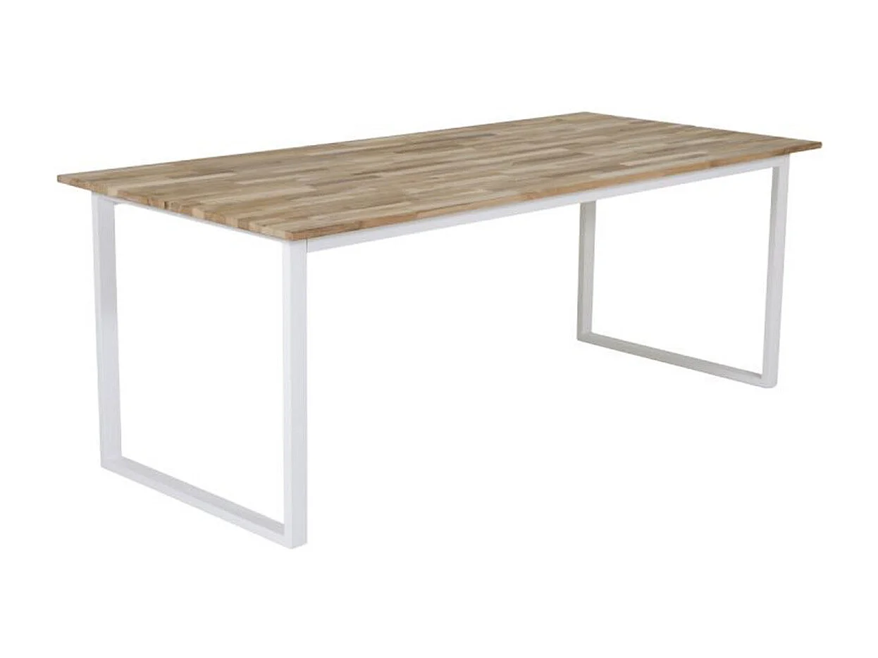 Table à Manger Design "Cirebon" 200cm Naturel & Blanc